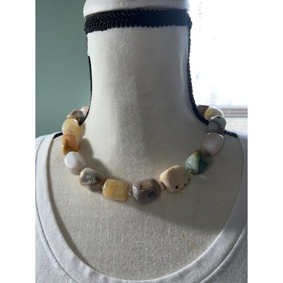 Artisan Genuine Jasper, Agate, And Quartz Stone Necklace -- 18" - Picture 1 of 8